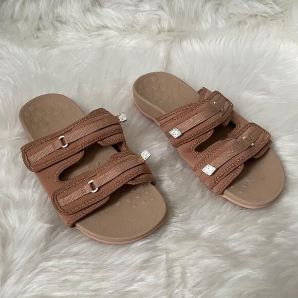 Vionic Sandals Womens Size 8 Tan Sarah Slip On Slides Flat Comfort Summer Beach - Picture 4 of 12